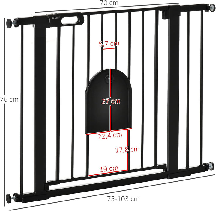 PawHut Türschutzgitter Klemmbefestigung für Hunde 75-103 x 76 cm Schwarz Schwarz 75-103cm, Schwarz 7