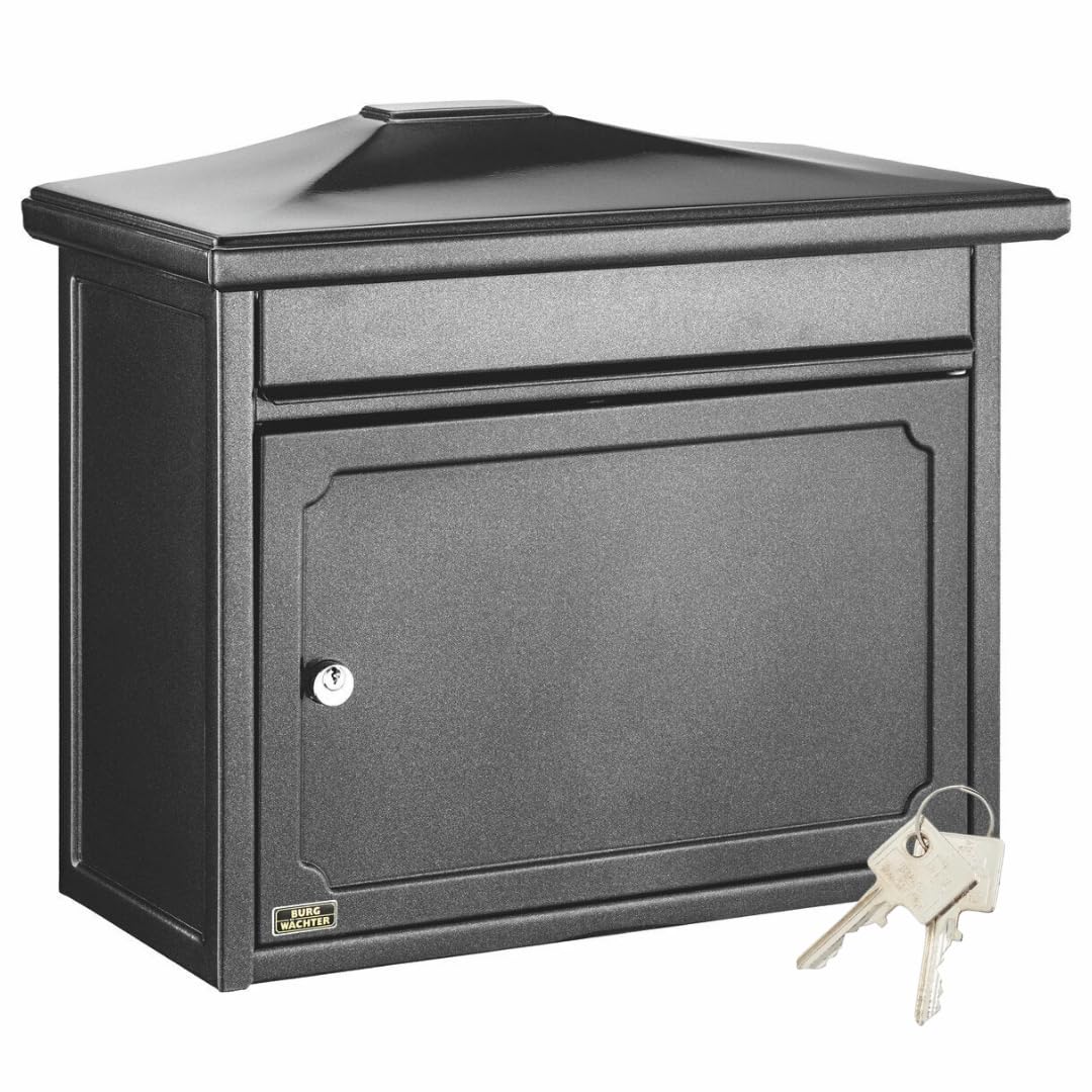 Burg-WÄCHTER Briefkasten ohne Zeitungsfach und Namensschild, Verzinkter Stahl, Einwurf-Format DIN C4