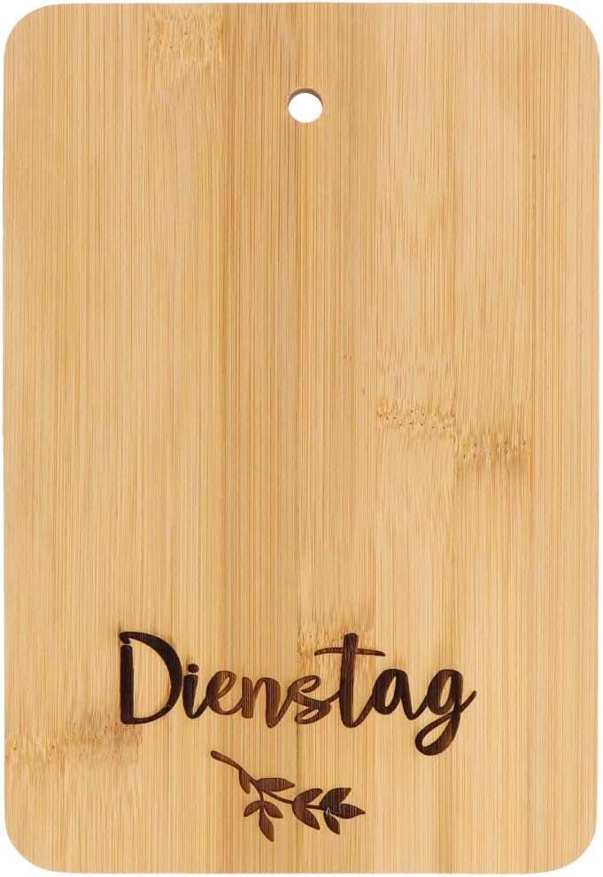 Spruchreif | 6er-Set Frühstücksbrettchen aus Bambus mit Ständer | Brettchenständer Holz mit Frühstüc