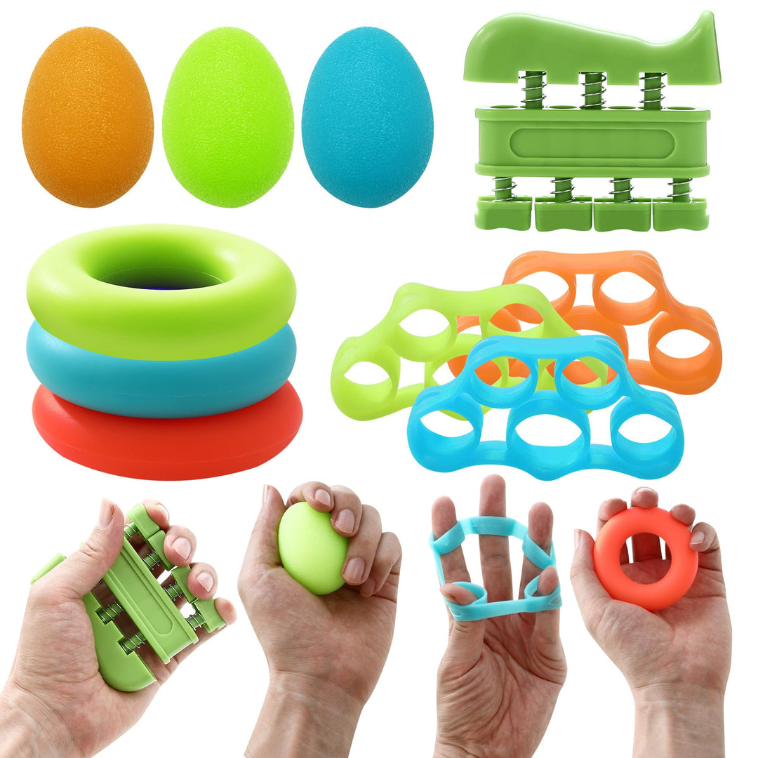 10 Stück Handtrainer Fingertrainer,Eiförmige Griffbälle Drei Widerstandsstufen Handtrainer zur Verbe