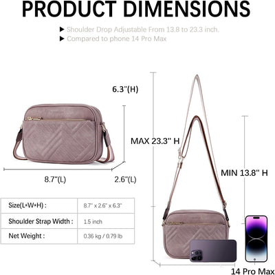 BOSTANTEN Damen Handy Umhängetasche, Crossbody Bag mit verstellbarem Breiter Gurt, PU Leder Gesteppt
