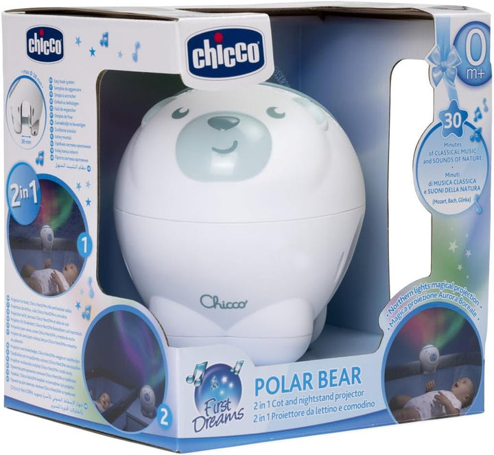 Chicco First Dreams Eisbär Projektor, 2in1 Wiege und Bett Projektor, Kinder Nachtlicht, Aurora Borea