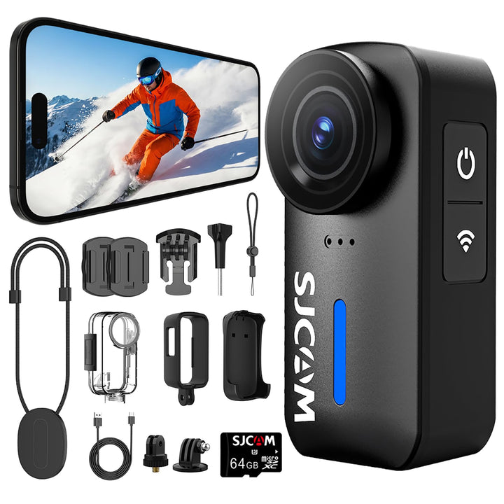 SJCAM C110 Bodycam 4K mit 64GB,200 min Aufnahmezeit Action Cam,EIS-Stabilisierung,8-Facher Zoom,Wass