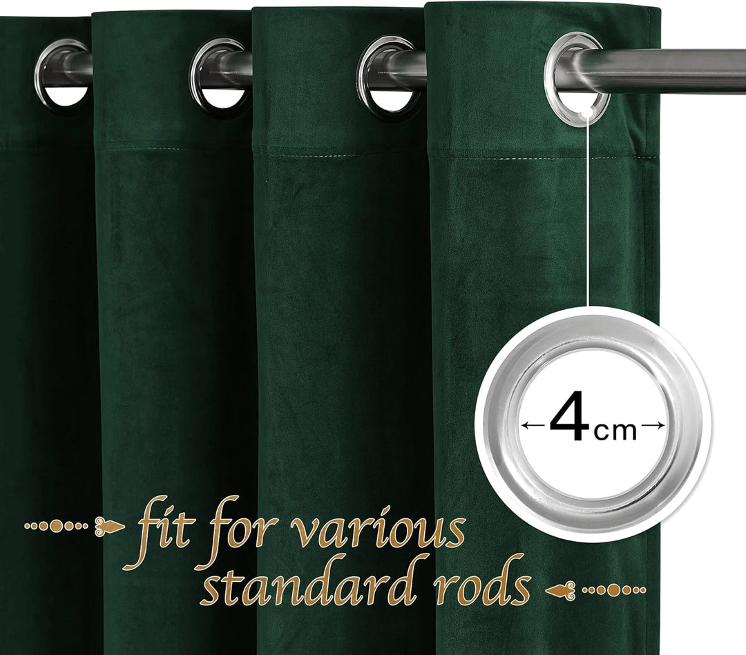 PONY DANCE Samtvorhänge Dunkelgrün Weihnachten Gardinen Samt Blickdicht Ösenvorhang 2er Set H 260 x