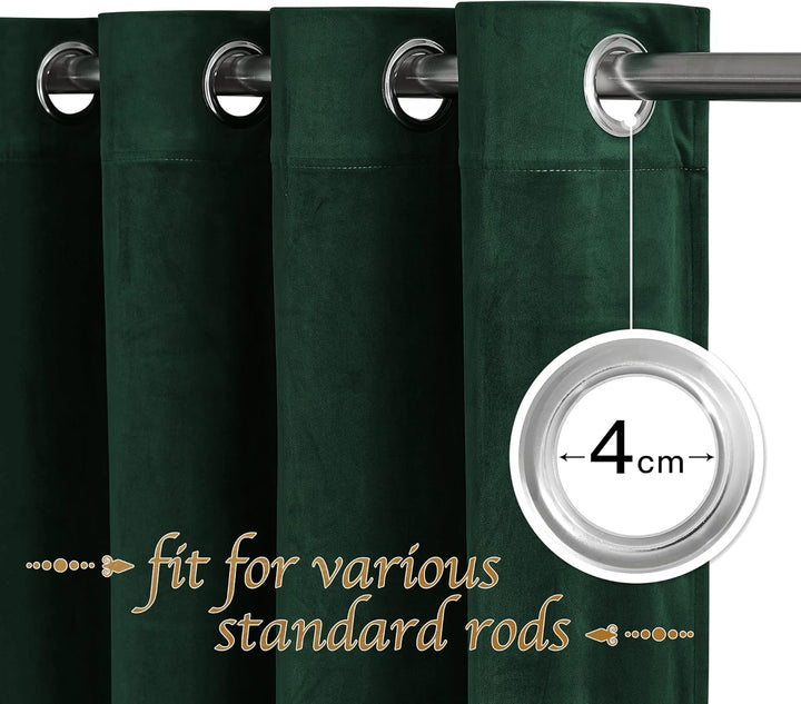 PONY DANCE Samtvorhänge Dunkelgrün Weihnachten Gardinen Samt Blickdicht Ösenvorhang 2er Set H 260 x