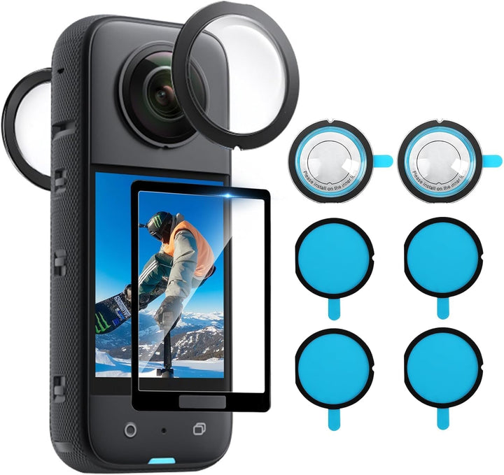 Premium Objektivschutz und Displayschutzfolie kompatibel mit Insta360 X3 Panoramakamera,3D doppelsch