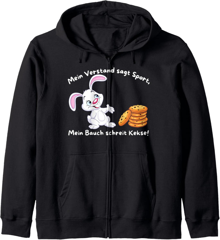 Mein Bauch schreit Kekse - Hase Witz Lustiges Spruch Kapuzenjacke