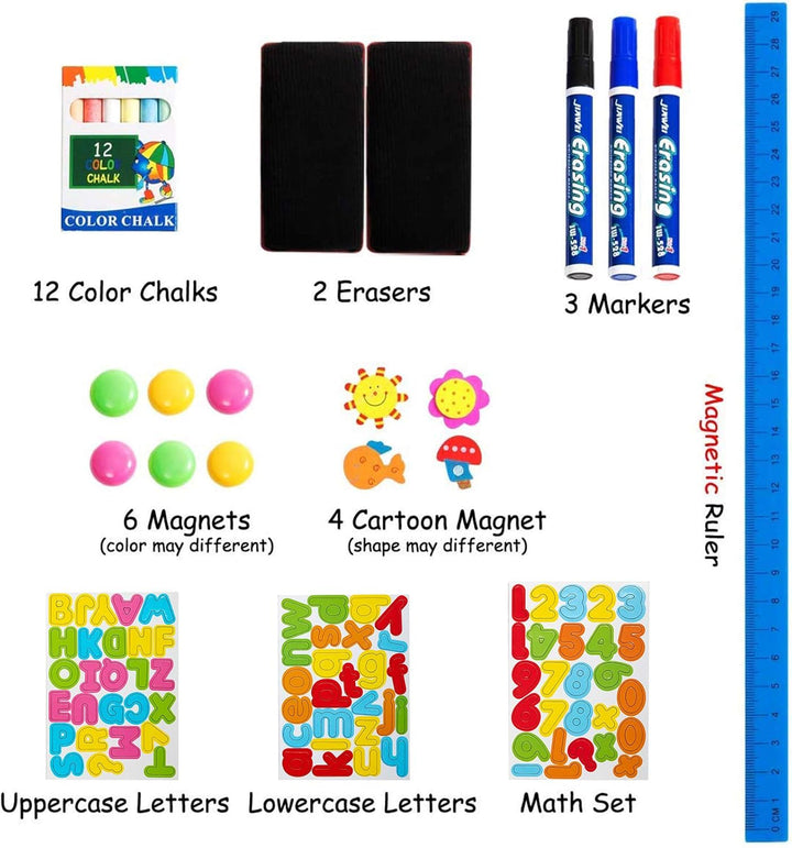 DOEWORKS Kinder Whiteboard Doppelseitiges Staffelei Kinder Whiteboard &amp; Kreidetafel, Magnetische Whi