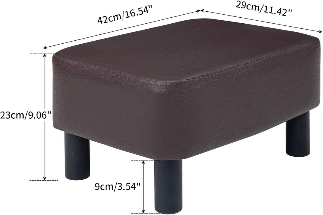 YMYNY Rechteckiger Fusshocker Sitzbank, 42 x 29 x 23 cm, Gepolsterter Hocker aus PU-Leder, mit Holzb