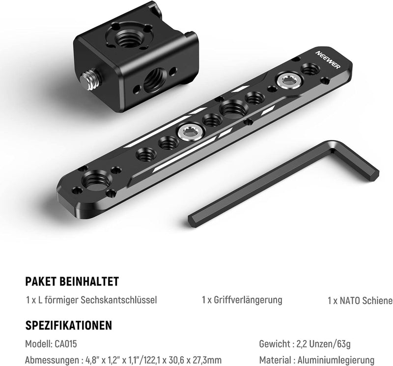 NEEWER FX3/FX30 XLR Erweiterungs Rig Kompatibel mit Sony XLR Griff für FX3/FX30 Kamera, mit NATO Sch