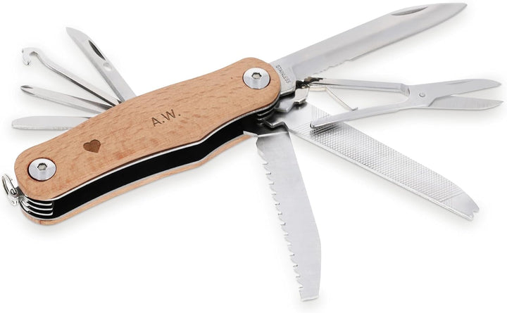 your surprise Personalisiertes Taschenmesser mit Gravur – Taschenmesser aus Buchenholz, personalisie