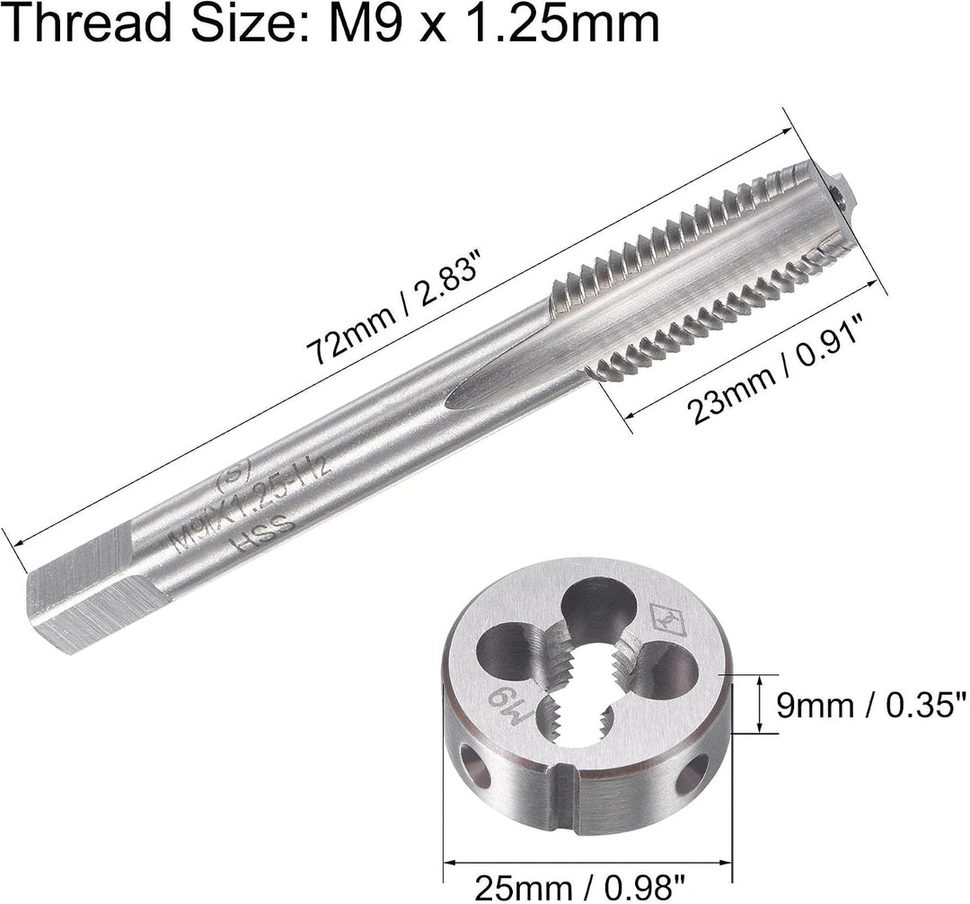 sourcing map Gewindebohrer Schneideisen Set M9 x 1,25mm, Gewindeschneider Schneideisen Set mit Legie