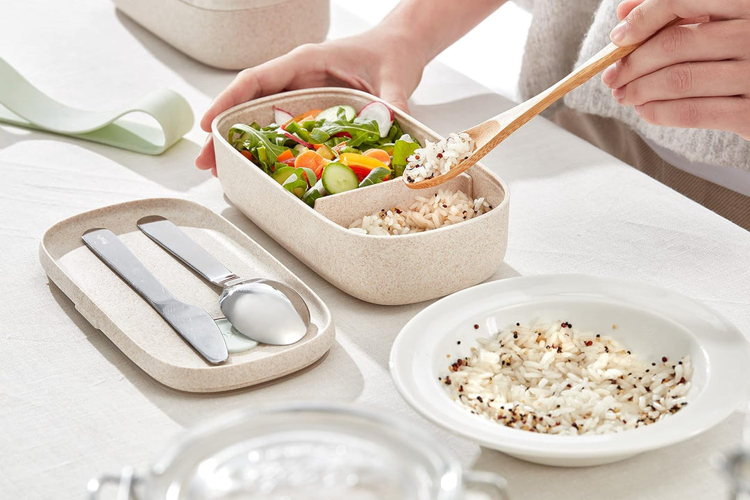 Lékué Lunchbox Individual to Go Organic, Beige, 500 ml Einzelzimmer Beige, Einzelzimmer Beige