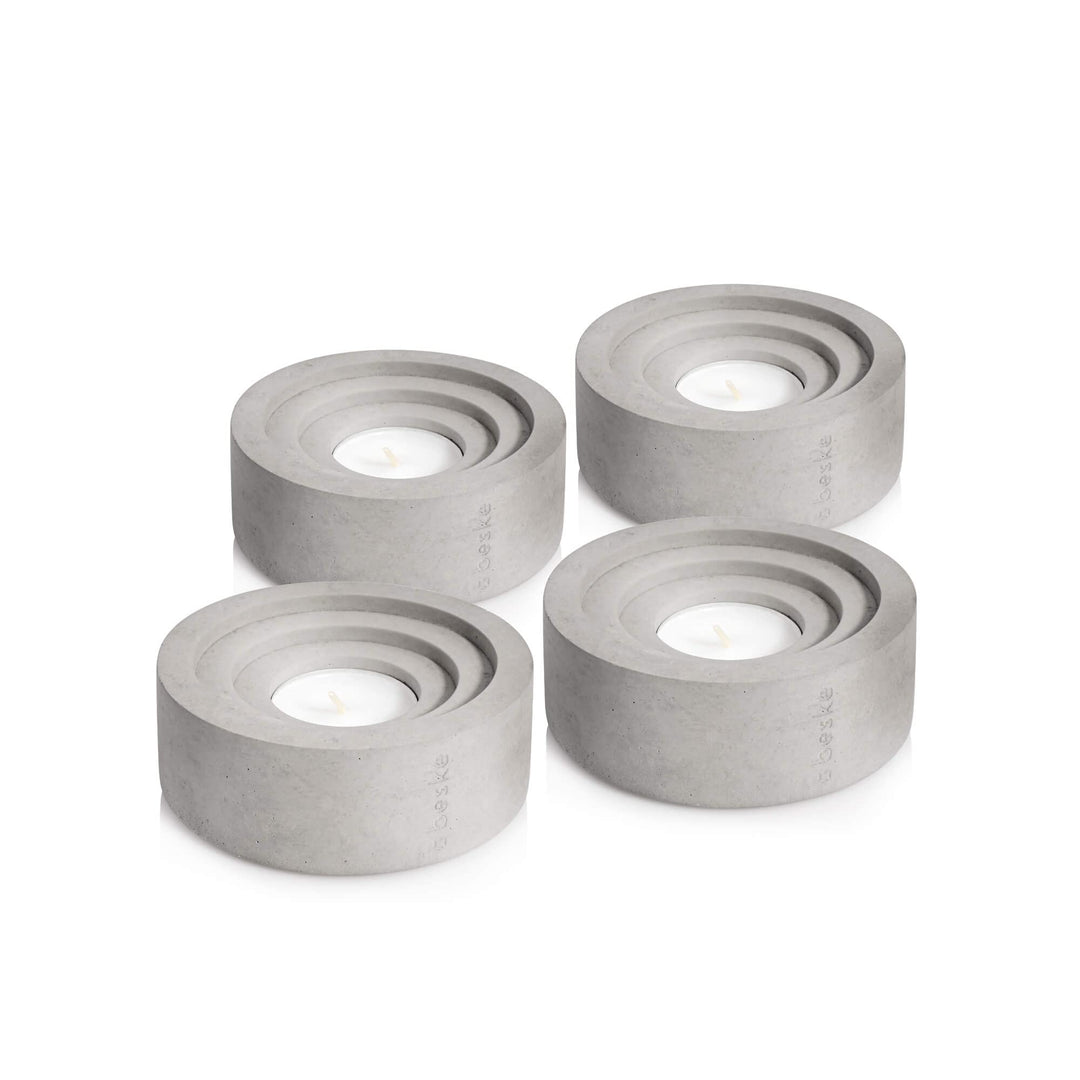 SET - 4 x Teelichthalter 'Circum' der Beske-Manufaktur (Ø10cm, h4cm), hochwertigste Verarbeitung, 10