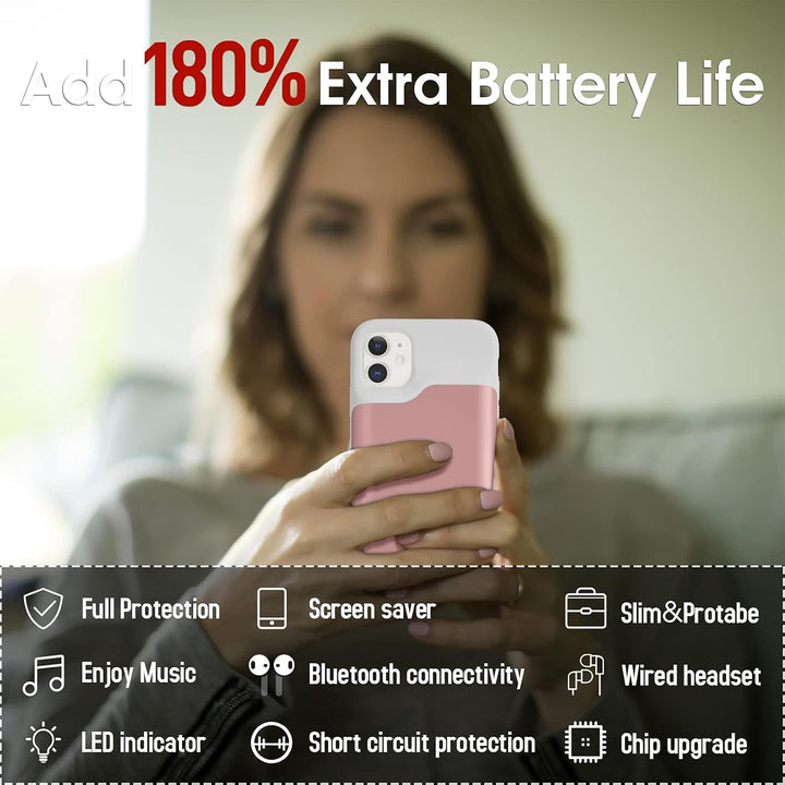 HUOBAO Akkuhülle für iPhone 11, [5000mAh] Zusatzakku Ladehülle Akku hülle Handyhülle, Akku Battery C