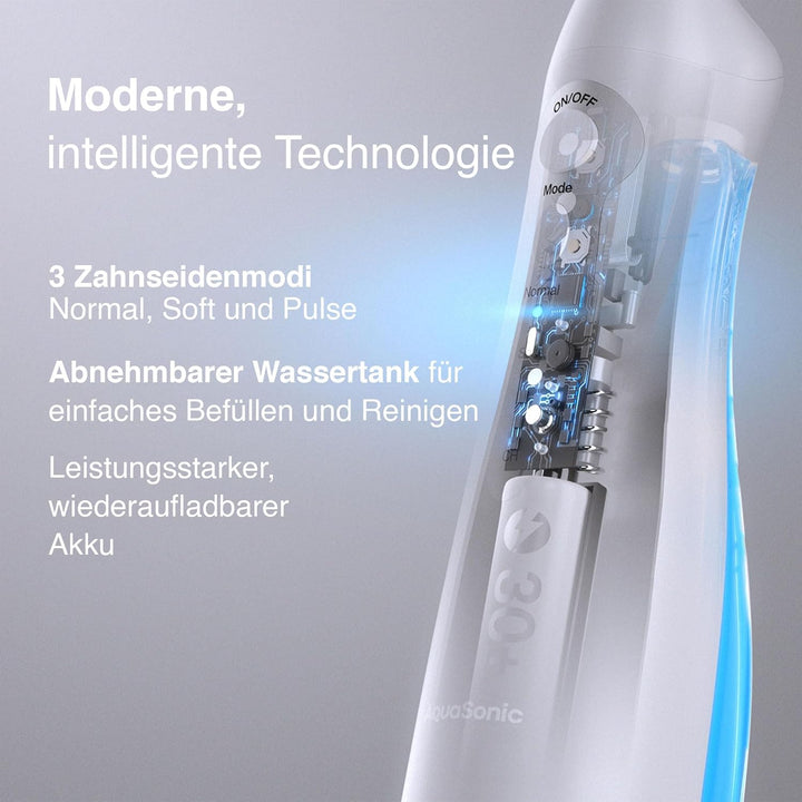 Aquasonic Aqua Flosser - Professioneller Wiederaufladbarer Wasserzahnseidenreiniger mit 4 Aufsätzen