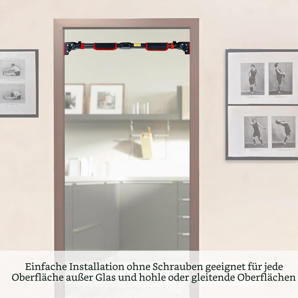 CAEMI Klimmzugstange für die Wand, verstellbar, 72-110 cm, bis 200 kg, Türreck ohne Schrauben, Pull