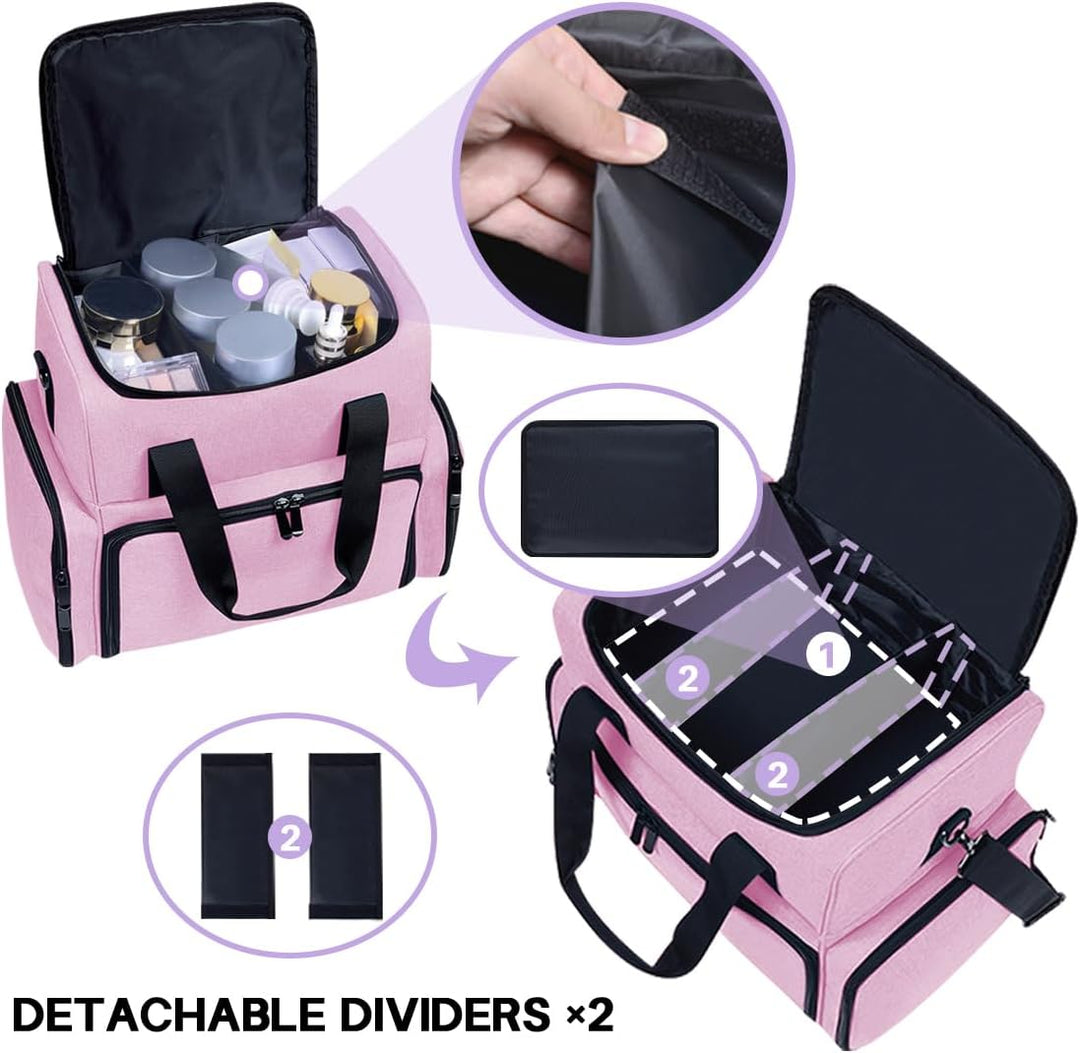 grosse Kosmetiktasche mit 4 abnehmbaren Gehäusen Doppelschicht Reiseveranstalter Make-up-Tasche mit