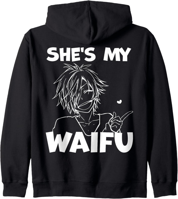 Lustiges Anime-Geschenk für Paare, Freund, mit englischer Aufschrift "She's My Waifu" Kapuzenjacke