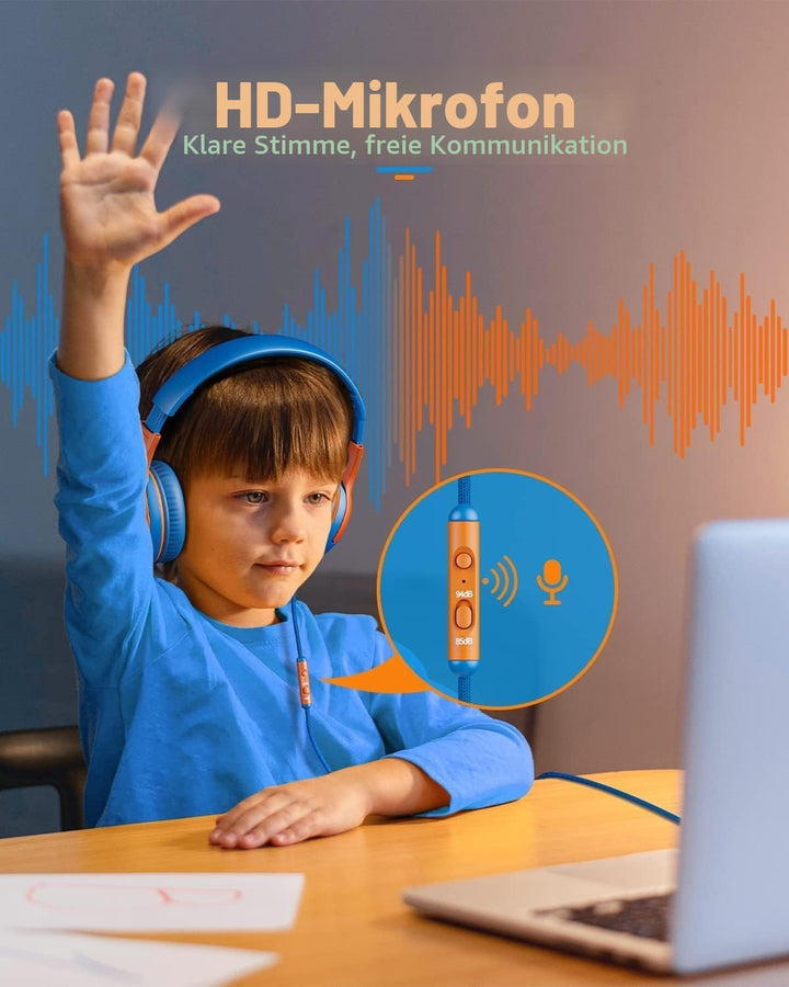 awatrue Kinder Kopfhörer[2 Pack], Kabel Kinderkopfhörer mit Mikrofon, Kopfhörer Kinder für Schule/Re