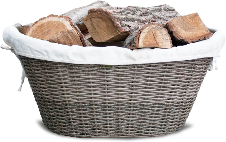 Habau 2681 Holzkorb aus Polyethylen mit Metallrahmen, Grau, 63,5 x 44,5 x 30