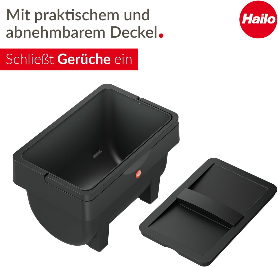 Hailo Öko Mini S Kompost-Mülleimer - Kunststoff-Abfalleimer für die Küche - verwendbar als Aufbewahr