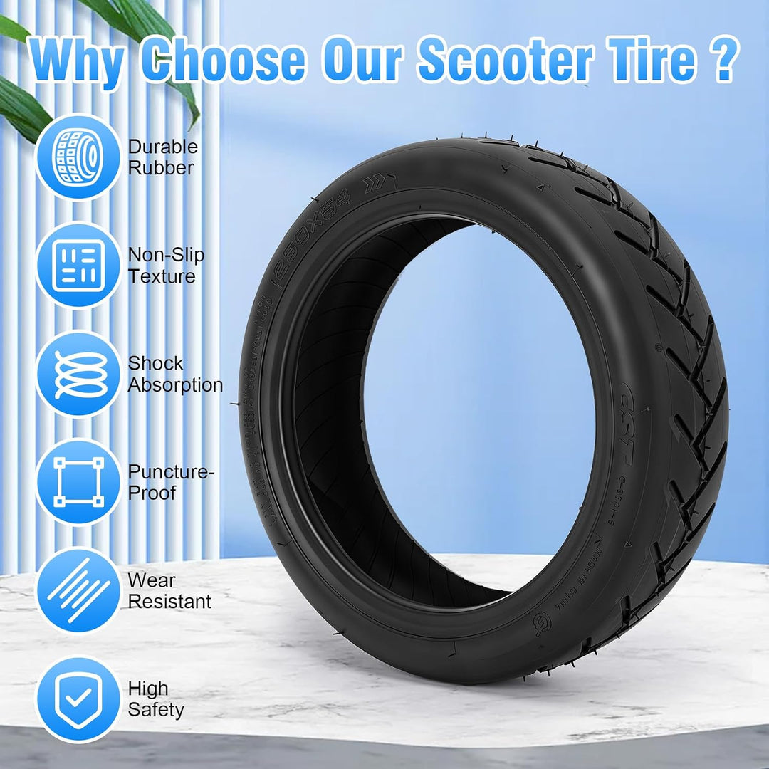 250x54 Tubeless Reifen mit Ventil für Xiaomi 4 Elektroroller, E Scooter Reifen Off-Road Vakuumreifen