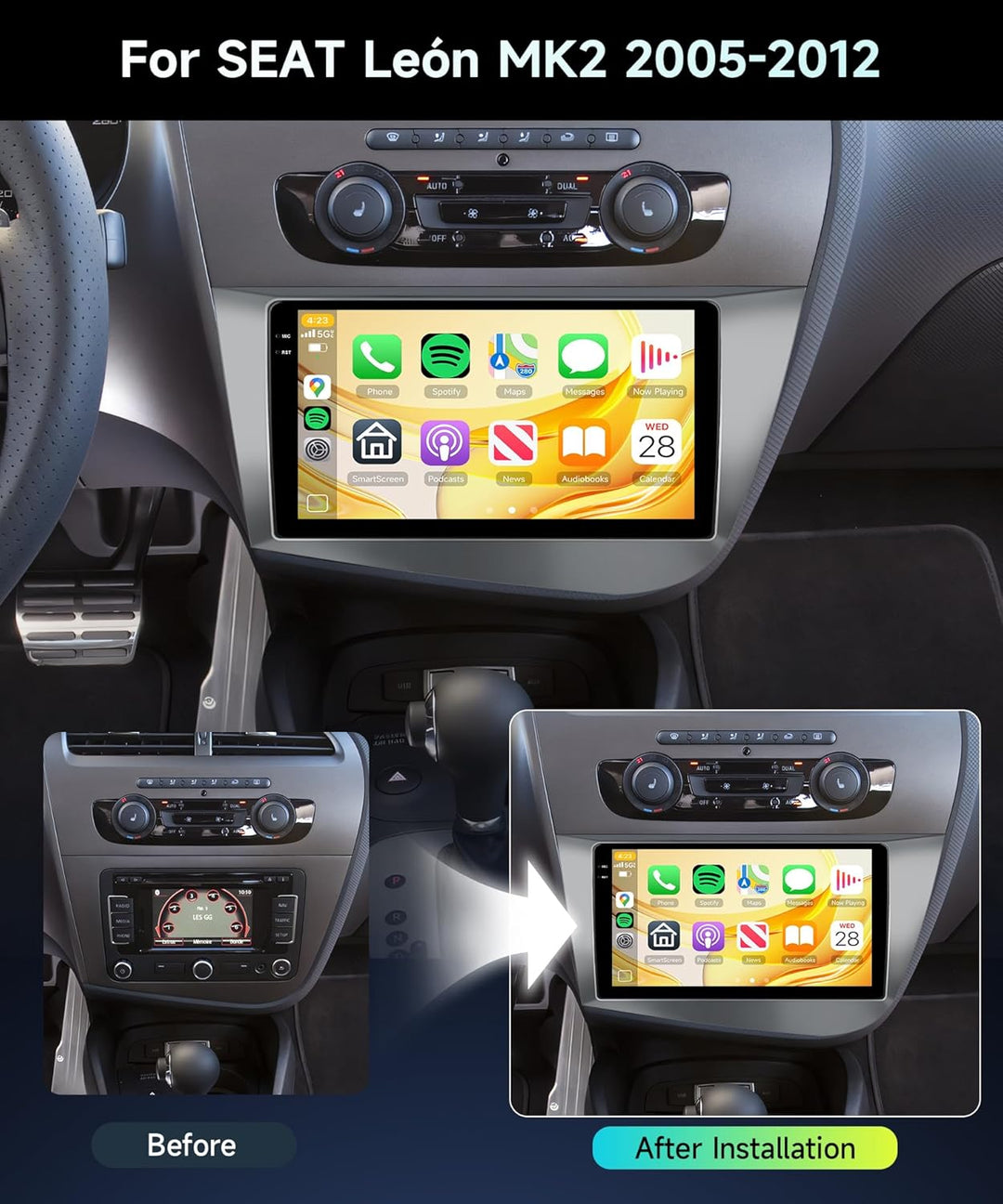 4G+128G Rimoody Android Autoradio für SEAT León MK2 2005-2012 9 Zoll HD Wireless Carplay Autoradio m
