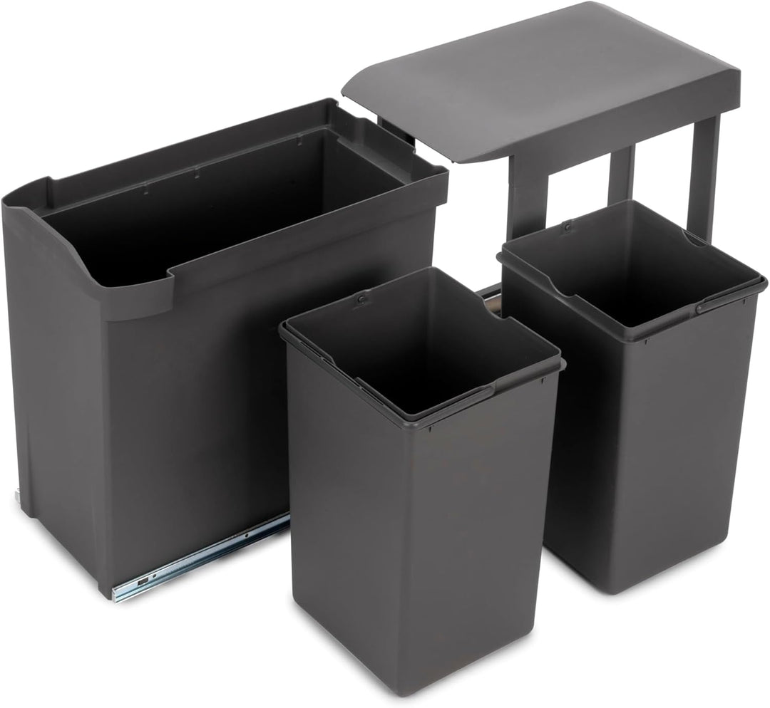 Emuca - Recyclingbehälter für Küche, 2 x 14 Liter, Unterseitigbefeistigung und automatische Extrakti