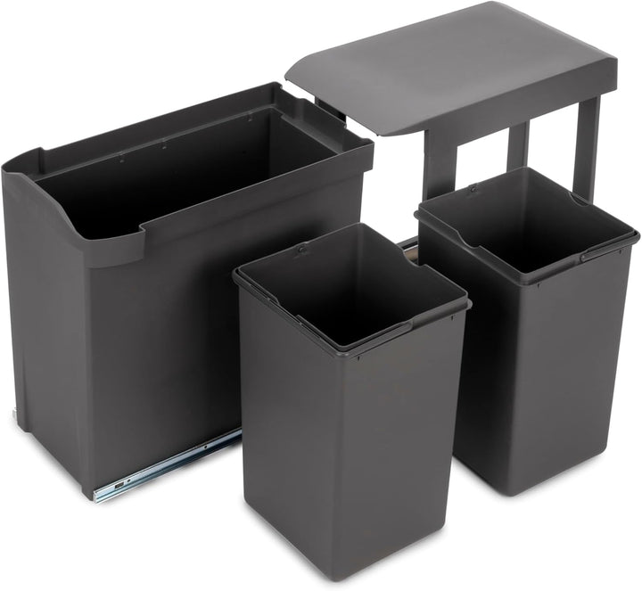 Emuca - Recyclingbehälter für Küche, 2 x 14 Liter, Unterseitigbefeistigung und automatische Extrakti