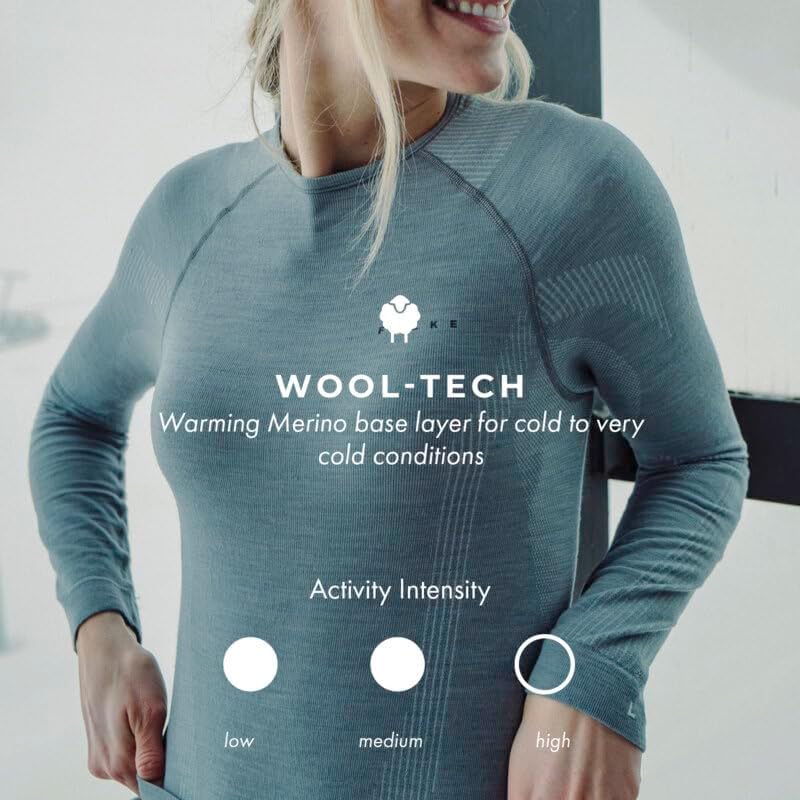 FALKE Damen Wool-Tech Round Neck Funktionsshirt Langarm atmungsaktiv klimaregulierend geruchshemmend