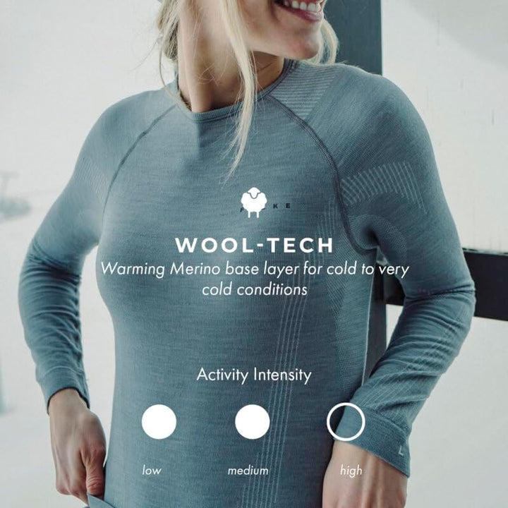 FALKE Damen Wool-Tech Round Neck Funktionsshirt Langarm atmungsaktiv klimaregulierend geruchshemmend