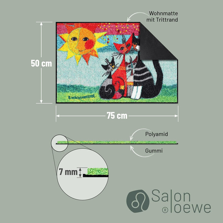 Salonloewe Rosina Wachtmeister Fussmatte waschbar Momenti 50x75 cm Eingangs-Matte Katzen bunt rutsch