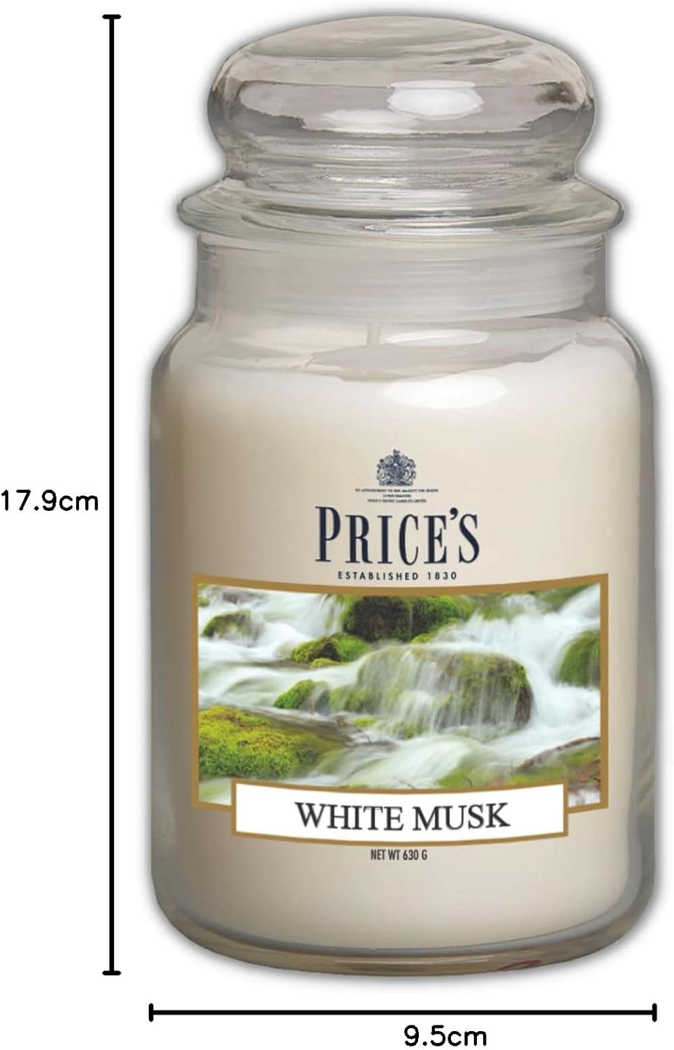 Price's Grosse Duftkerze im Glas mit weissem Moschus, süsser, köstlicher, hochwertiger Duft, langanh