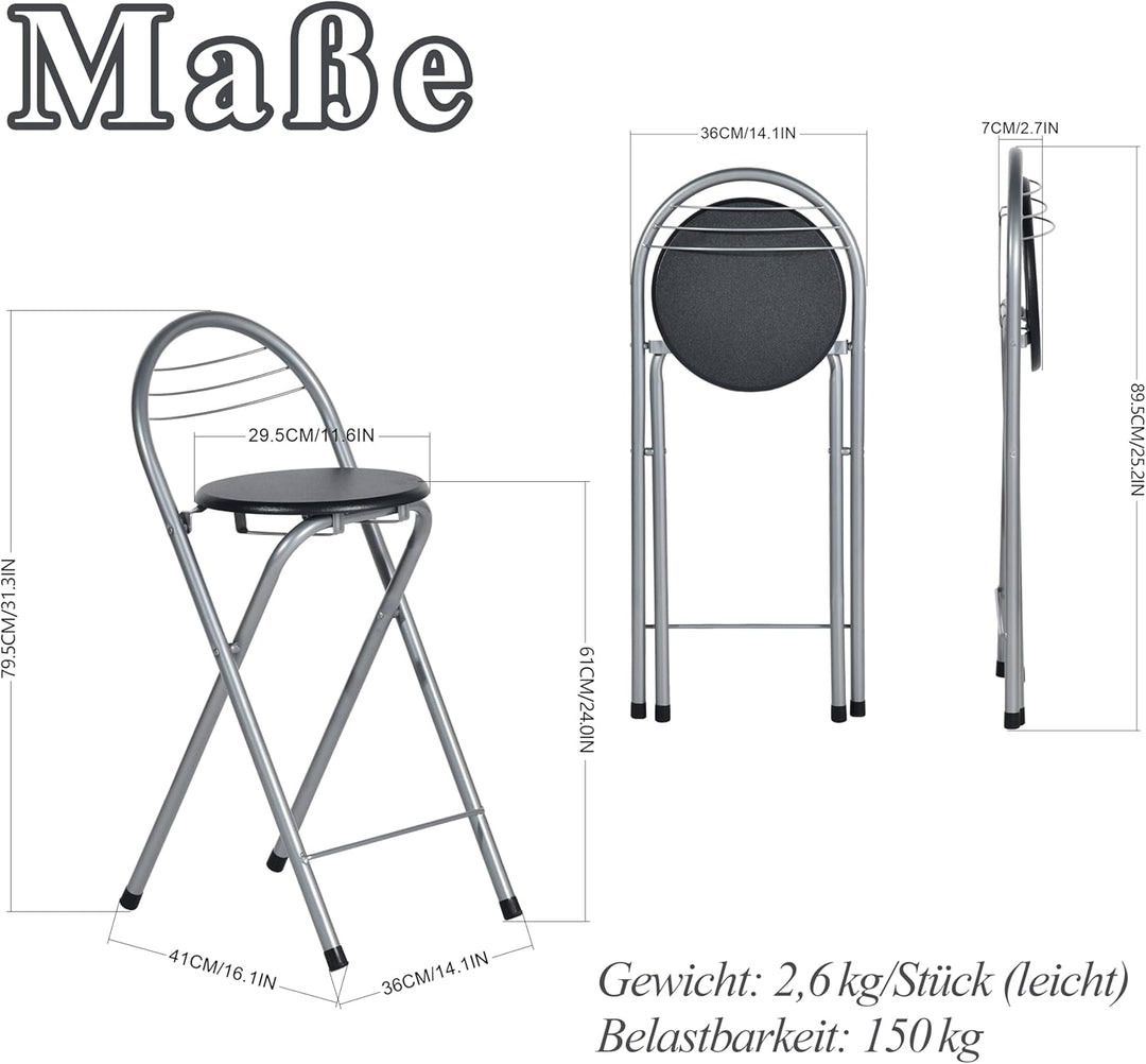 1 Stück Barhocker Klappbar mit Lehne, Klapphocker Faltbar Barstühle Bar Hocker Klappbar Holz Stuhl K