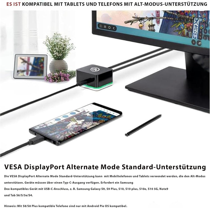 NPO USB C Cube - Mini Docking Station, Compatible with Thunderbolt 3 Ports and Specific USB-C System