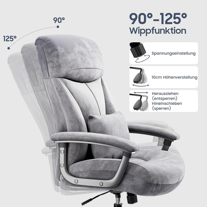 Asukale Bürostuhl Ergonomisch 200KG, Schreibtischstuhl Computerstuhl Office Chair, Hoher Rücken Ergo