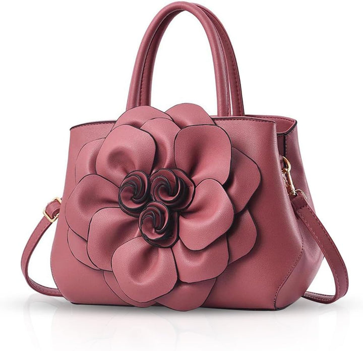 NICOLE & DORIS Modische Damen-Umhängetasche, Handtasche, Umhängetasche, Blumenmotiv Rosa, Rosa
