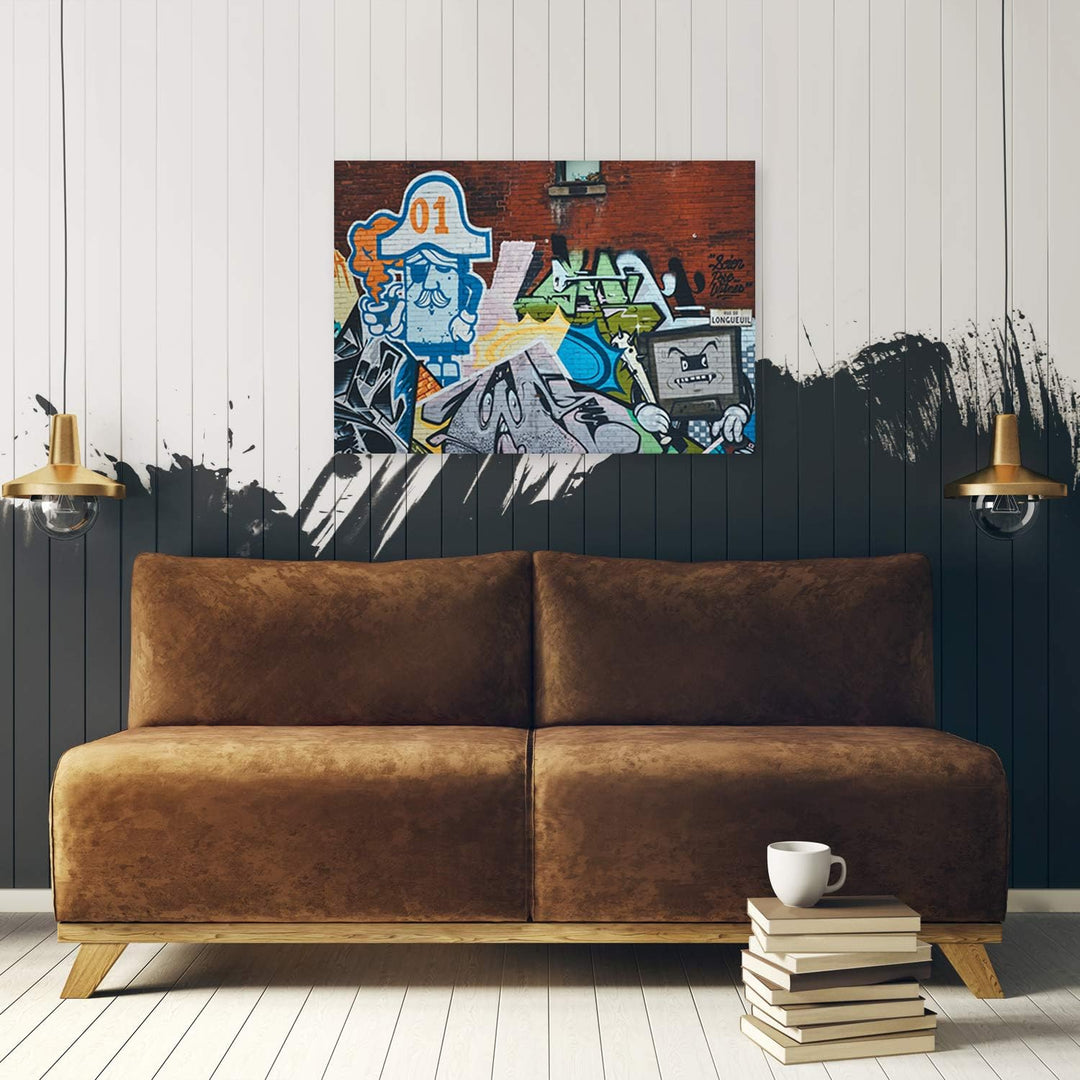 Feeby Wanddeko abstrakt Leinwandbild Kunstdruck Street Art Braun 90x60 cm M14503 90x60 cm, M14503 90