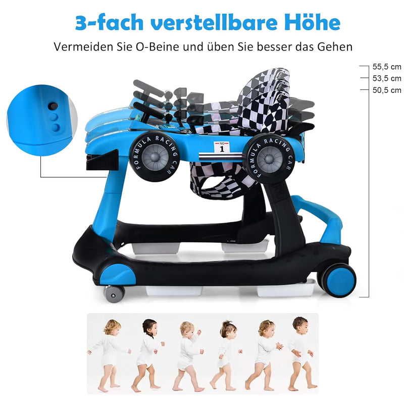 GOPLUS 4-in-1 Autoform Lauflernhilfe, Höhenverstellbare Faltbare Baby Lauflernhilfe mit Einstellbare