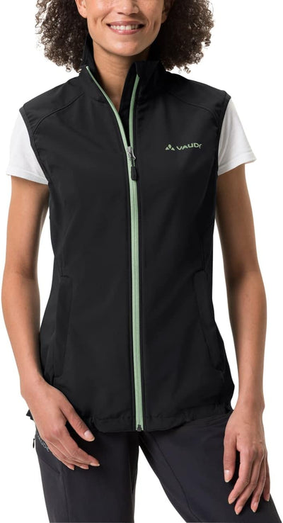 VAUDE Women's Hurricane Vest III - Softshellweste Damen - Weste zum Wandern 34 black/green