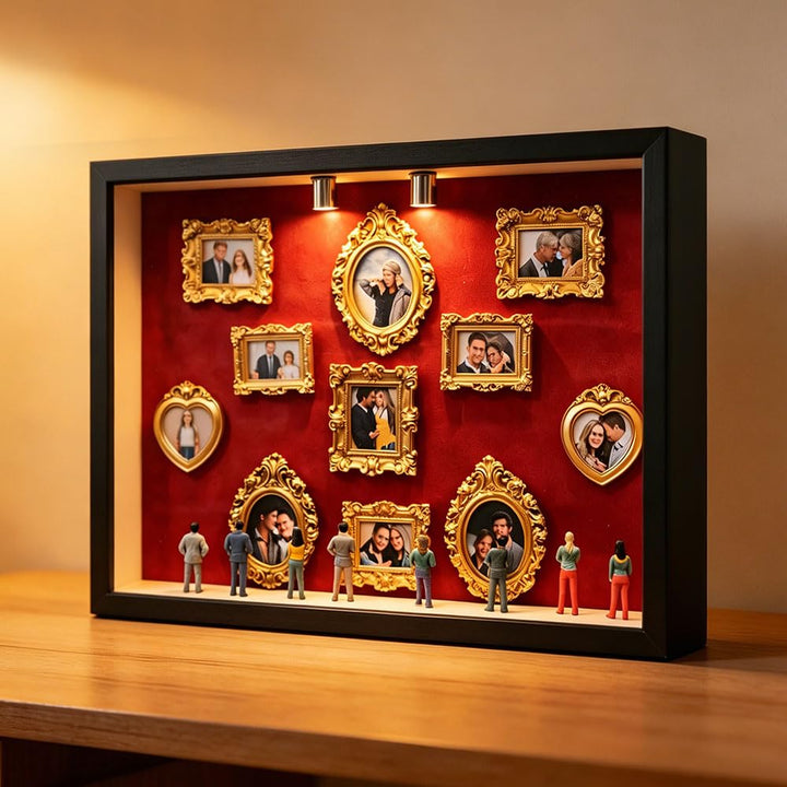 DIY Mini Museum Silhouette Box, Museum of Us Kreatives Bilderrahmen Set mit 11 Gold Rahmen & 8 Figur