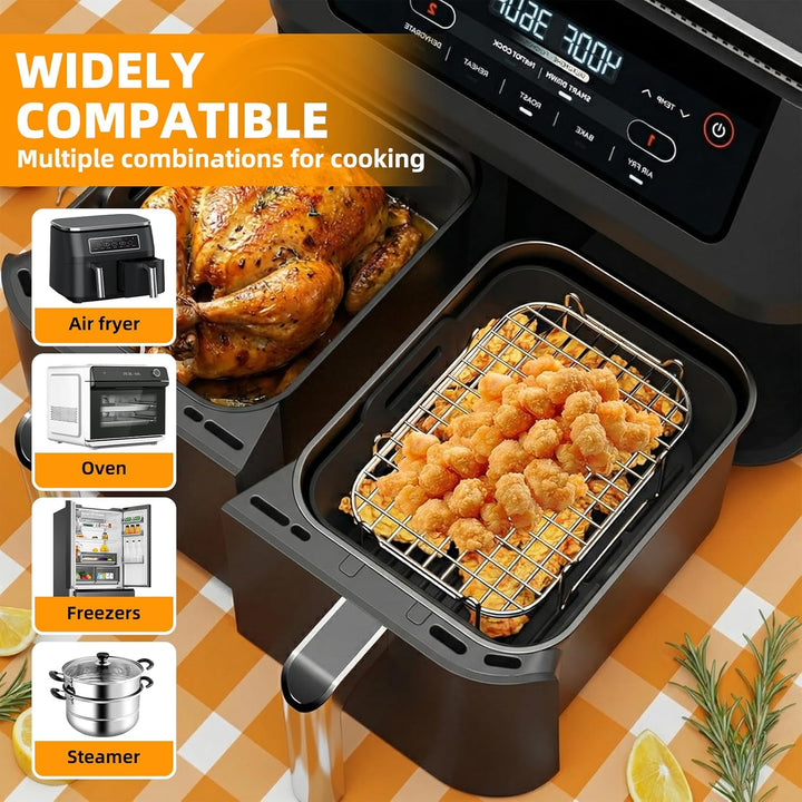 Ninja Heissluftfritteuse Zubehör | Ninja Dual Silikonform & Grillrost | HONYAO 4 Teile Airfryer Sili