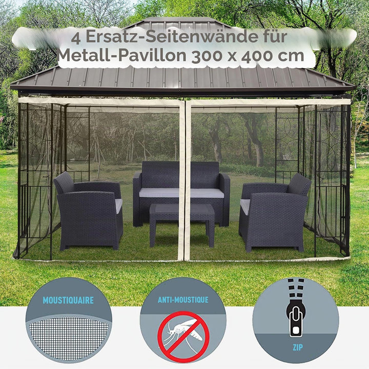 Outsunny Moskitonetze für Pavillon Barnum Gartenpavillon 3 x 4 m – Set mit 4 Moskitonetzen mit Reiss