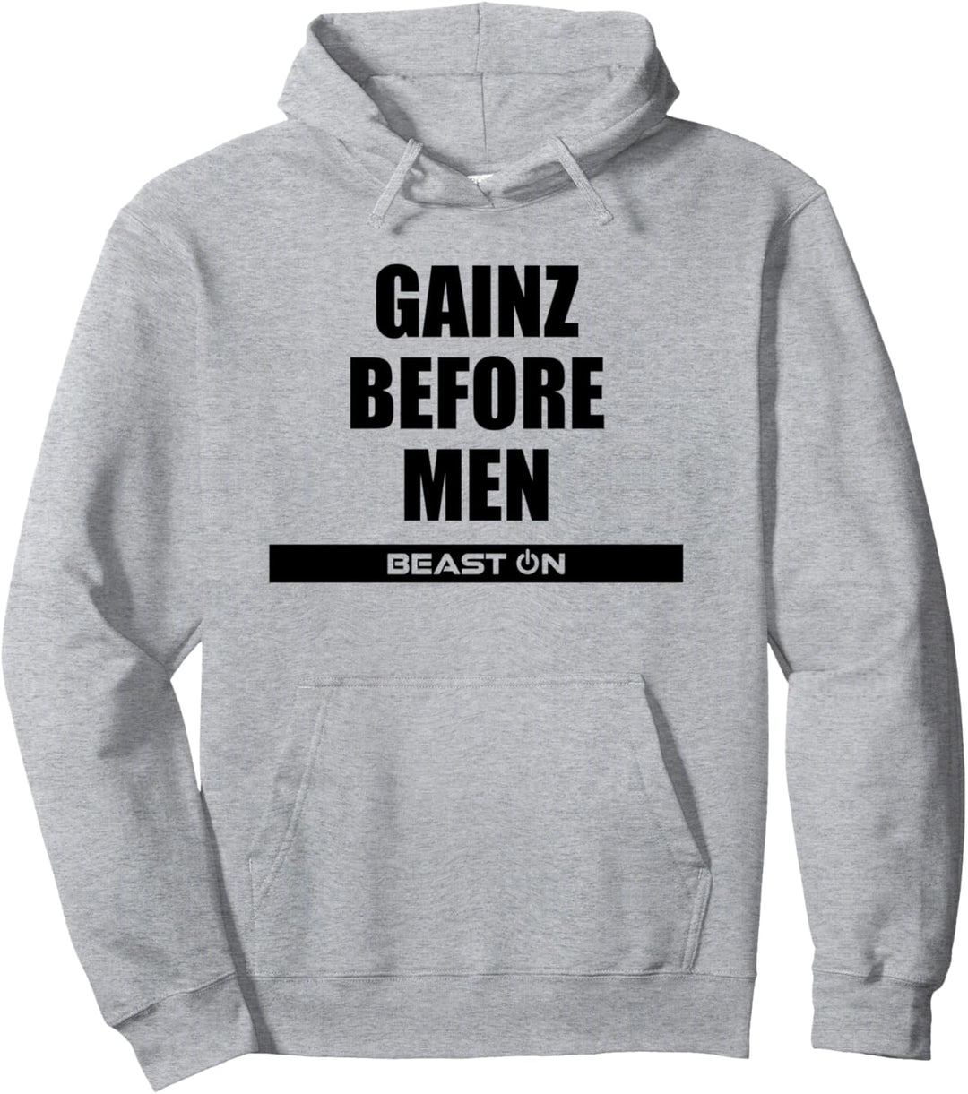 Gains Gainz before Men Fitness Gym Motivation Sprüche Pullover Hoodie