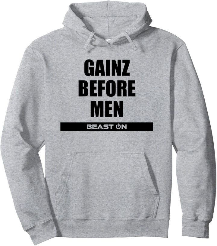 Gains Gainz before Men Fitness Gym Motivation Sprüche Pullover Hoodie
