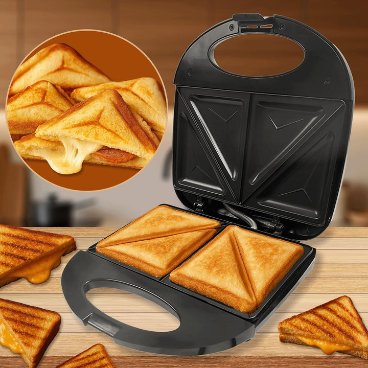 Sandwich Maker – 1000W Sandwich Toaster 2 Scheiben mit Antihaftbeschichtung, Wärmeisoliertem Griff &