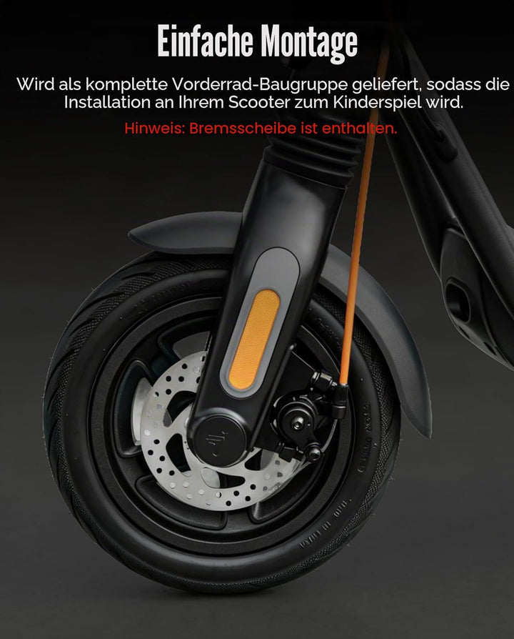 60/70-6,5 Vorderachssatz kompatibel mit Segway Ninebot F2 / F2Plus / F2 Pro, volle 10-Zoll-Vorderräd