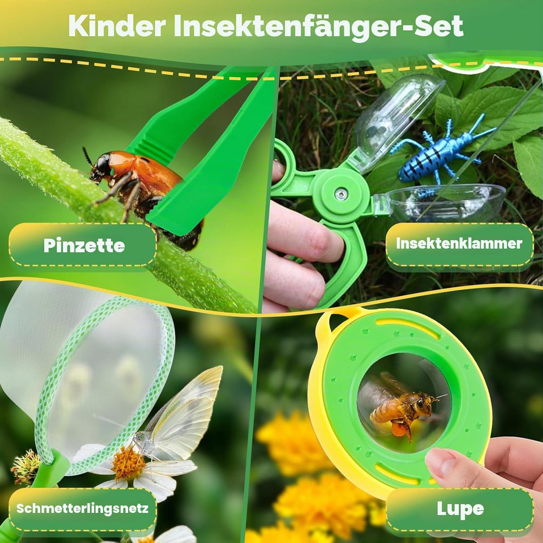 Entdecker Set für kinder ab 4 Forscherset Insekten Beobachtungsbox mit 360° Drehbares Lupenglas Inse