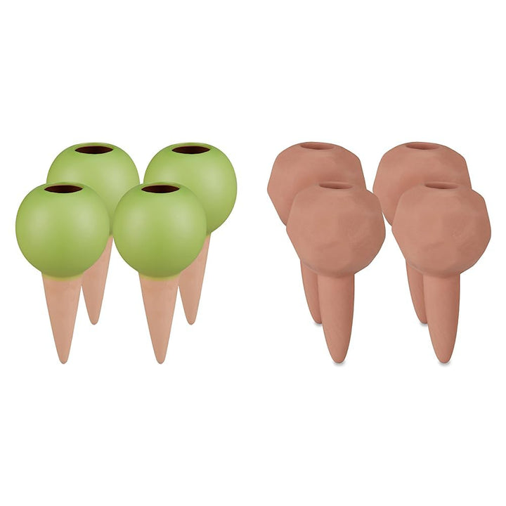 Relaxdays Tonspitzen Bewässerung &amp; Bewässerungskugeln Ton, 4er Set, Durstkugeln Ø 6cm, Keramik, dosi
